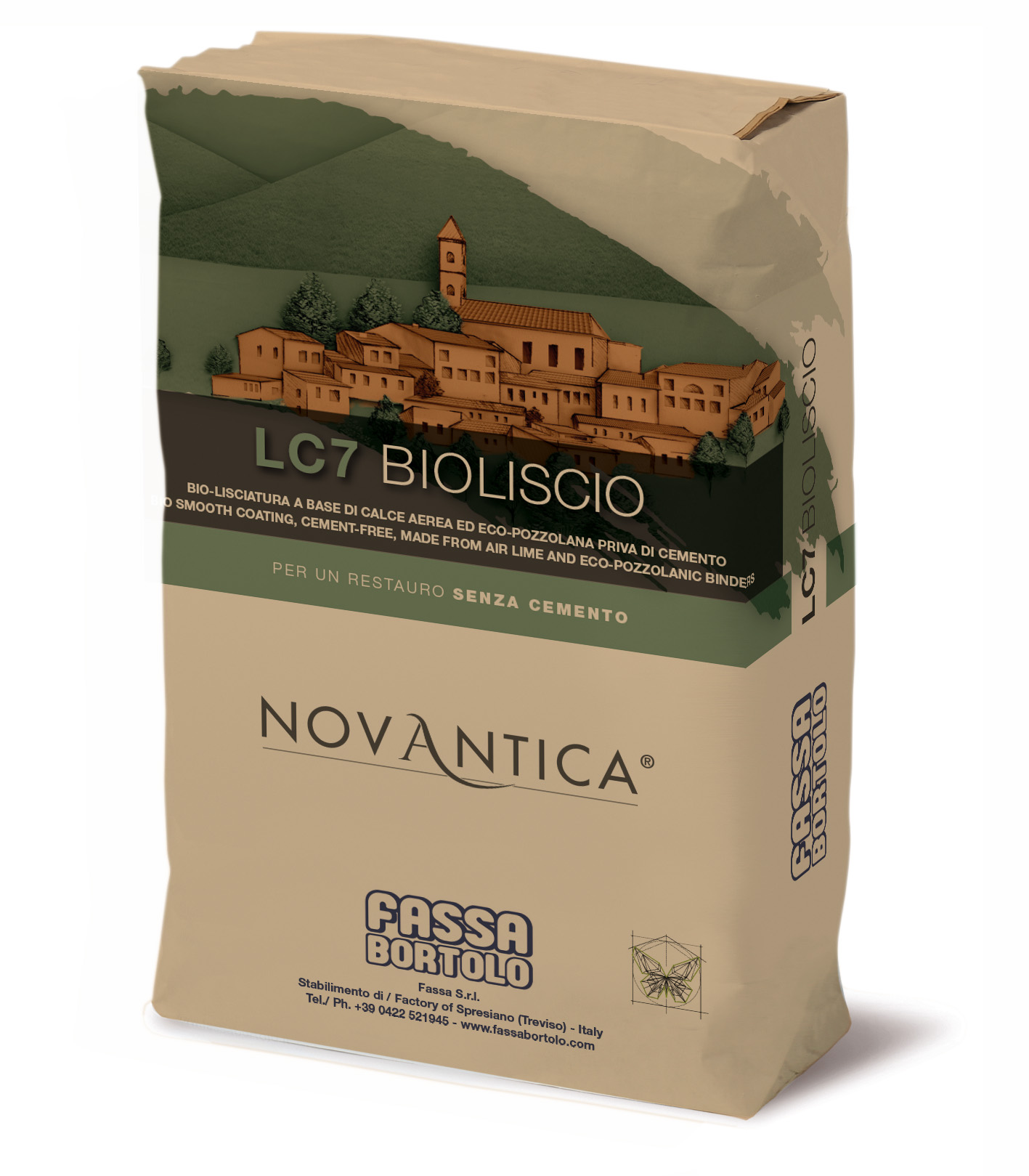 LC7 BIOLISCIO: Smooth finish coat plaster, cement-free, made from lime and pozzolanic binders
