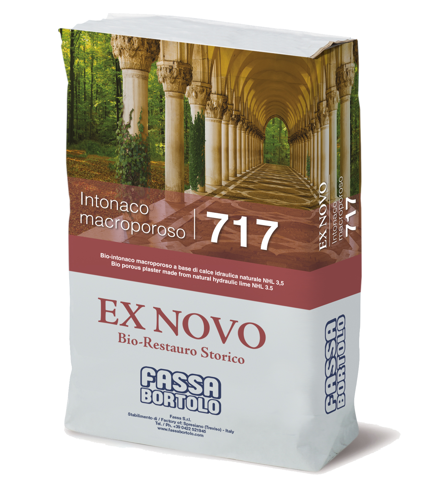 INTONACO MACROPOROSO 717: Bio base coat plaster made from NHL 3.5 natural hydraulic lime for the restoration of damp masonry, for interiors and exteriors